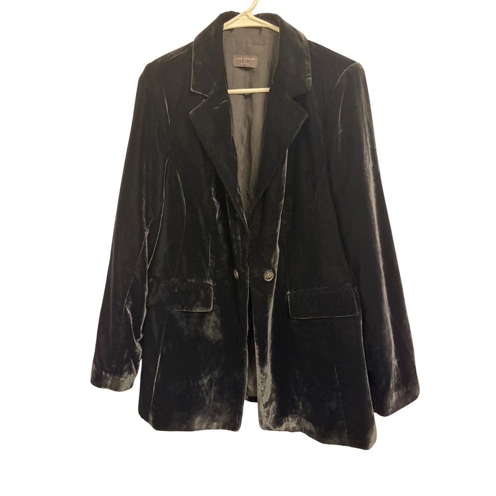 Lane Bryant Black Velvet Blazer Jacket Size 14